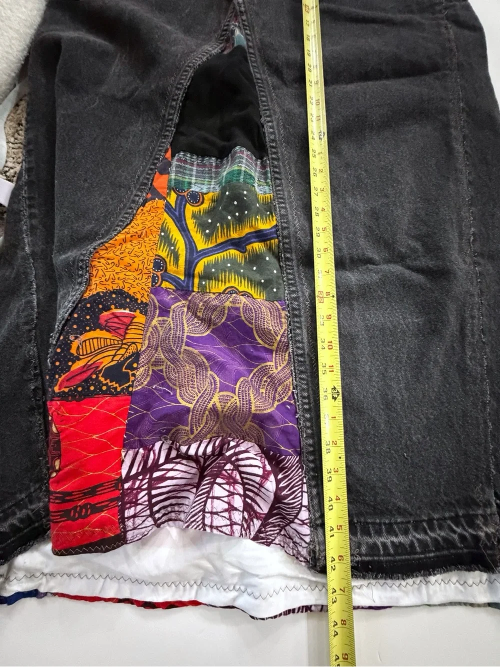 Vintage Levi's 550 Men's 38x32 Black Denim Patchwork Maxi Skirt Grunge Y2K